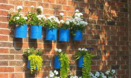 Trang trí nhà với chậu hoa treo tường làm từ vật liệu tái chế