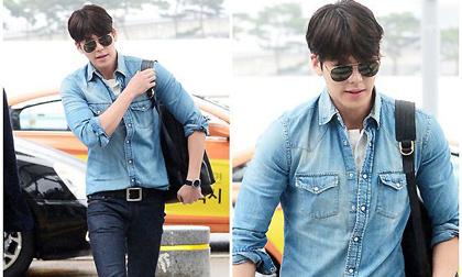 Kim Woo Bin mặc 'chất lừ' đốn tim fans tại sân bay