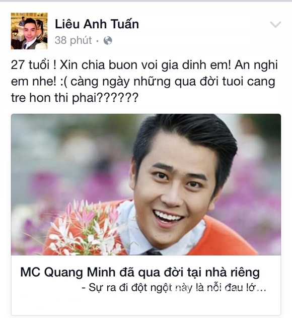 Sao Việt khóc thương MC Quang Minh 2