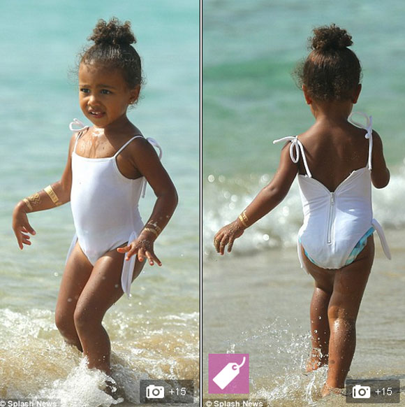 Con gái Kim Kardashian sành điệu đi tắm biển 2