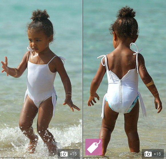 Con gái Kim Kardashian sành điệu đi tắm biển 5