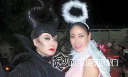 Hoa hậu Hà Kiều Anh và vợ cũ Bằng Kiều đón lễ Halloween sớm