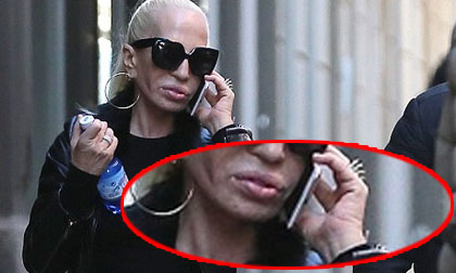 'Thảm họa thẩm mỹ' Donatella Versace tự tin với đôi môi trề đi mua sắm