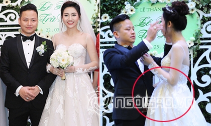 Á hậu Ngô Trà My lộ rõ bụng bầu trong lễ cưới hoành tráng tại Hà Nội