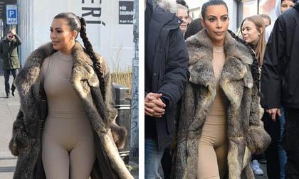 Kim Kardashian gây phản cảm khi mặc bodysuit màu nude