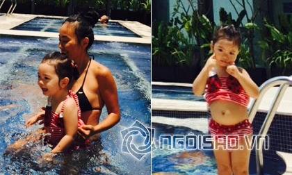 Con gái Đoan Trang thích thú khi được đi bơi