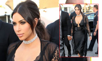Kim Kardashian lại gây phản cảm khi mặc váy khoe vòng một quá đà