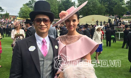 Dustin Nguyễn và vợ nổi bật với phong cách hoàng gia khi xem đua ngựa ở Anh