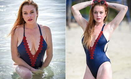 Thân hình xuống cấp thê thảm Lindsay Lohan vẫn tự tin mặc áo tắm