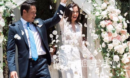 Siêu mẫu Ngọc Thúy hạnh phúc trong ngày tái hôn với chồng luật sư ở Mỹ