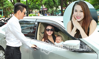 Bắt gặp Phi Thanh Vân cùng ông xã Bảo Duy đưa con trai đi làm bằng xe hơi riêng