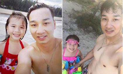MC Thành Trung vui vẻ cùng con gái trên bãi biển