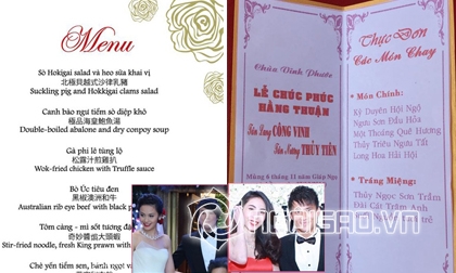 Những thực đơn trong đám cưới sao Việt 'khiến nhiều người sốc'