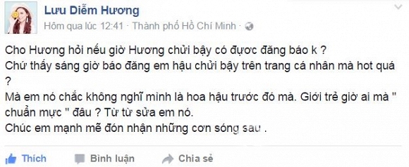 Hoa hậu Đỗ Mỹ Linh chửi thề trên facebook  0