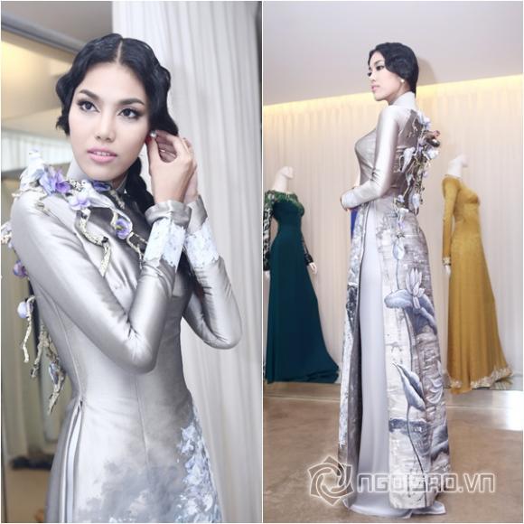 LAN KHUÊ, ÁO DÀI, HỌA TIẾT 3D, ĐẸP HÚT MẮT