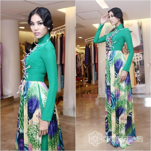 LAN KHUÊ, ÁO DÀI, HỌA TIẾT 3D, ĐẸP HÚT MẮT