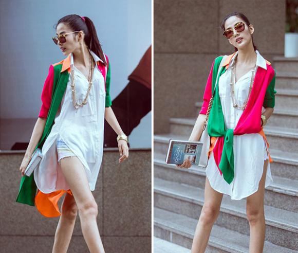 Hoàng Thùy nổi bật với street style sành điệu ở London Hoàng Thùy nổi bật với street style sành điệu ở London