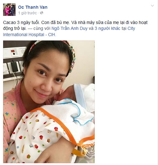 Ốc Thanh Vân khoe con trai mới sinh