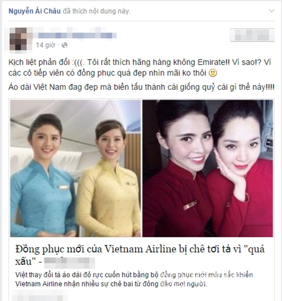 Sao Việt tranh cãi về thiết kế mới của Vietnam Airlines 0