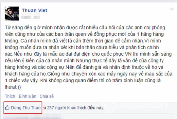 Sao Việt tranh cãi về thiết kế mới của Vietnam Airlines 0