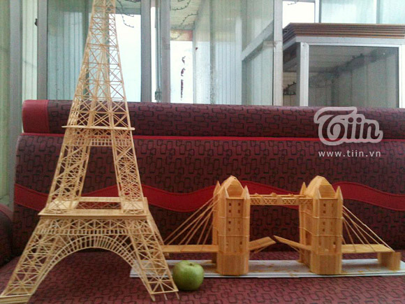 Cách làm tháp Eiffel bằng tăm tre đơn giản có bản vẽ