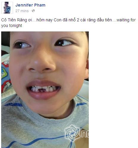 Con trai Jennifer Phạm ngộ nghĩnh với ảnh sún răng