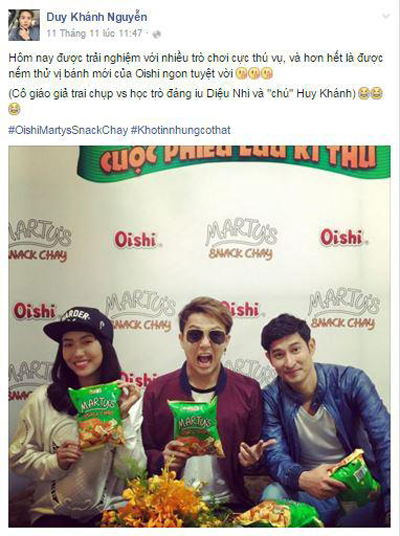 Oishi Marty’s Snack Chay, Oishi chay, Huy Khánh