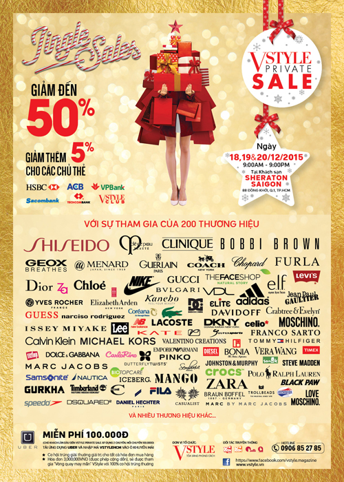 Hàng hiệu giảm giá, Thời trang giảm giá mùa giáng sinh, VStyle’s Private Sale