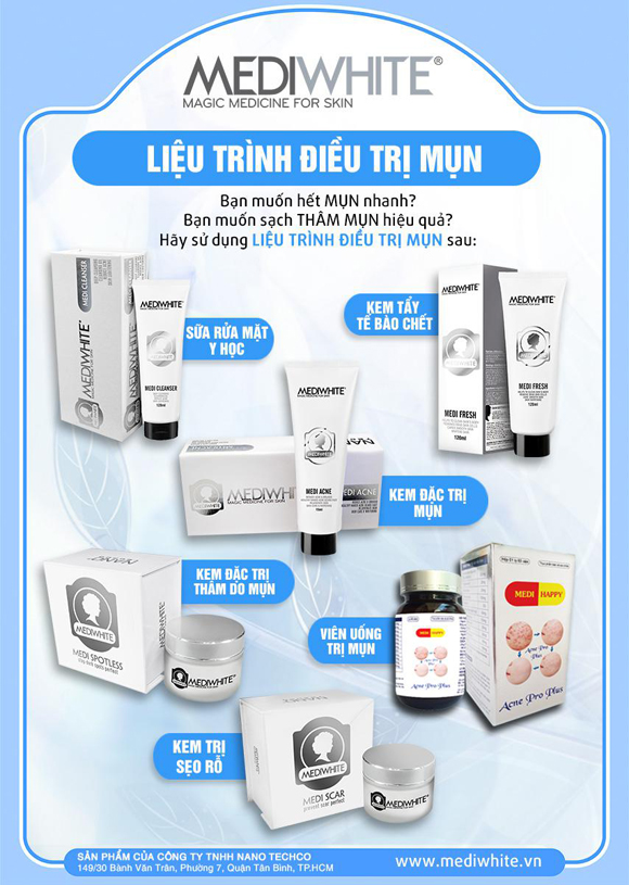 Medi White, Trị mụn, Trị thâm mụn, Trị mụn sạch thâm trong 3 tuần