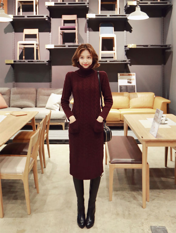 Mẫu đầm len Hàn Quốc đẹp cho quý cô mùa thu đông  Xaharavn