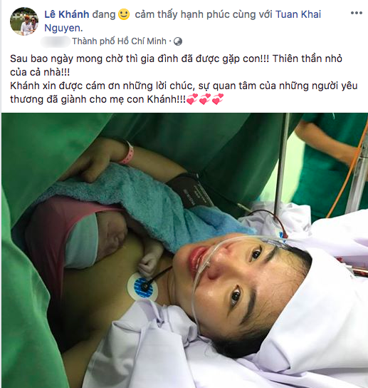 Lê Khánh hạ sinh con trai đầu lòng, dàn sao Việt nô nức chúc mừng