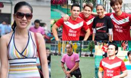 Lệ Quyên giản dị đi cổ vũ chồng trong đội bóng ngôi sao