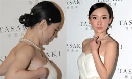 Hoắc Tư Yến loay hoay vì tuột váy