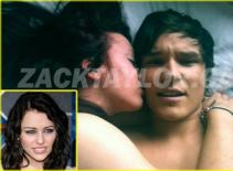 Miley "ôm ấp" anh chàng lạ hoắc ngay trên giường