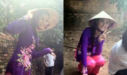 Hoa hậu Ngọc Hân diện áo bà ba đi cổ vũ bắt cá sấu