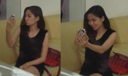 Hoa hậu Diễm Hương mặt mộc chu môi chụp hình