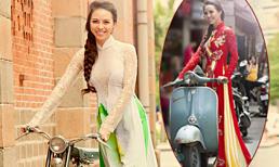 Ngắm Trà Giang Miss Sport đẹp cổ điển với áo dài xưa