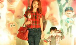 Vân Hugo dắt quý tử đi dự ra mắt phim