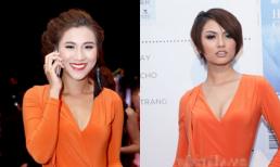 Kim Dung "đụng" váy hở trên, xẻ dưới với Hồng Quế