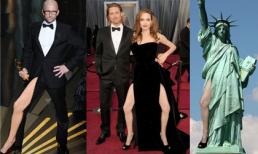 Cười 'bể bụng' từ màn khoe chân của Angelina Jolie tại Oscars