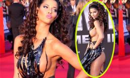 Người mẫu Đức gây 'nổ mắt' vì váy dây băng trên thảm đỏ