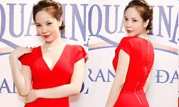 Ngọc Bích diện váy đỏ rực khoe eo thon nóng bỏng