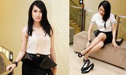 Kathy Uyên tự tin khoe dáng đẹp với váy xòe