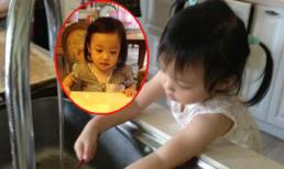 Con gái Triệu Vy tự rửa bát giúp mẹ