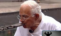 Thán phục cụ ông 91 tuổi kéo xe ô tô bằng răng