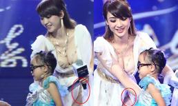 Liễu Nham mặc váy xẻ cao bất tận "khoe" ngấn mỡ thừa