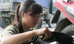 Cô gái 9X làm nghề vá xe