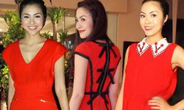 Tinh ý sử dụng gam đỏ khoe dáng gợi cảm như Hà Tăng