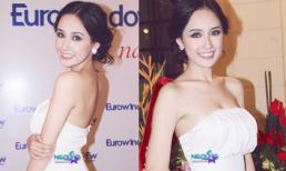 Mai Phương Thúy vai thon nõn nà với đầm trắng cúp ngực