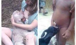 "Sốt" trước ảnh vạch ngực cho 'vật cưng' bú